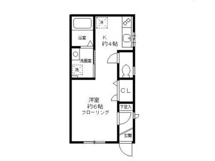ワイレア(1K/1階)の間取り写真