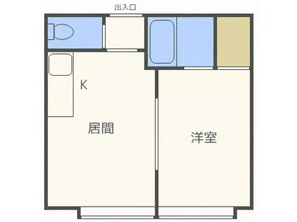 フラットJ北13条(1DK/3階)の間取り写真