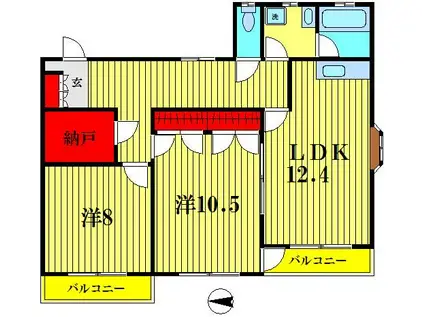 ウイングロード(2LDK/3階)の間取り写真