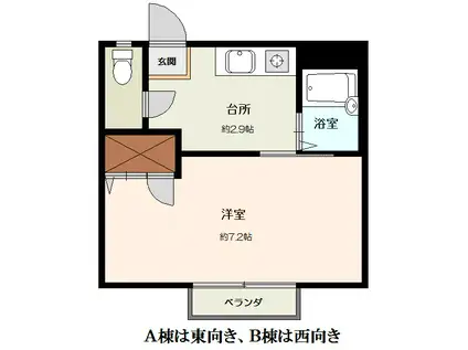 ハイツブルーフィールドB(1K/1階)の間取り写真