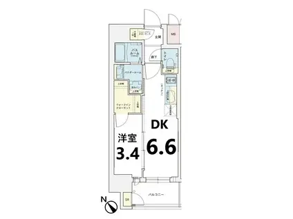 エステムコート名古屋新栄IVネスト(1DK/6階)の間取り写真