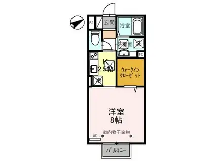 サンウッドD(1K/1階)の間取り写真