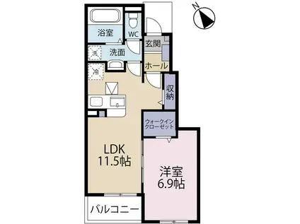 リーフII(1LDK/1階)の間取り写真