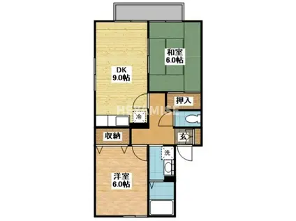 コスモスB(2DK/2階)の間取り写真