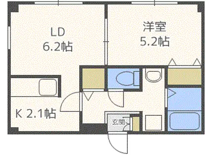 クレアトゥール麻生(1LDK/2階)の間取り写真