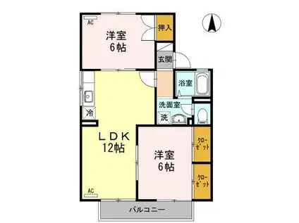 池田ファミリーゼーションC(2LDK/1階)の間取り写真