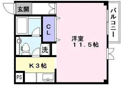 ヴィラマリージュ(1K/1階)の間取り写真