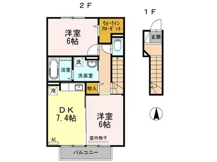 SEJOURキャラIII(2DK/2階)の間取り写真
