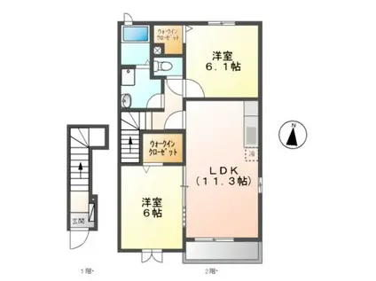 カレント A(2LDK/2階)の間取り写真