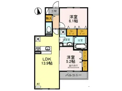 ルエスト・ラメール2(2LDK/3階)の間取り写真