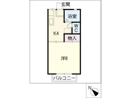 タウンハイツ90(1K/1階)の間取り写真
