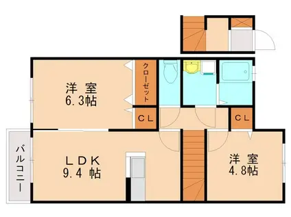 エルメゾン余語(2LDK/2階)の間取り写真