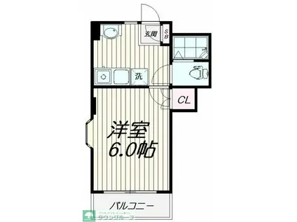 第二ハイツ桐原(1K/2階)の間取り写真