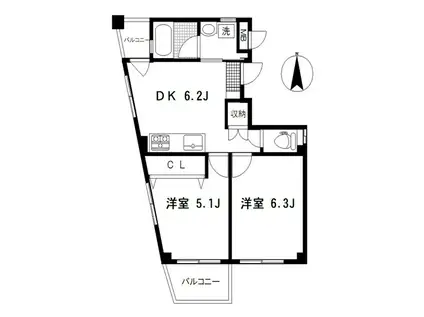 木村AYビル(2DK/3階)の間取り写真