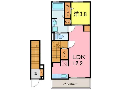 ヒカルサ刈谷東境町(1LDK/2階)の間取り写真