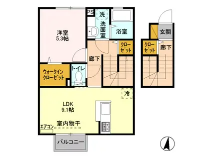 SOLEIL NAKAJIMA(1LDK/2階)の間取り写真