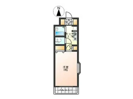 ZINハイツ(1K/3階)の間取り写真