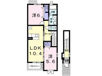 グランディール・21A(2LDK/2階)の間取り写真