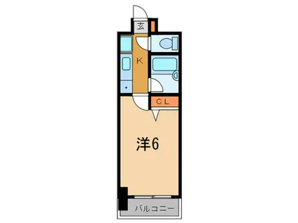 フレースヴィル(1K/4階)の間取り写真