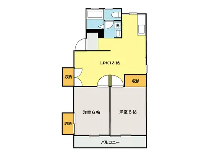 マイティマンション平和通(2LDK/2階)の間取り写真