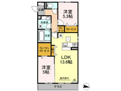 シェルーカルム(2LDK/1階)の間取り写真