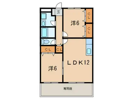 フリーダム常吉(2LDK/1階)の間取り写真