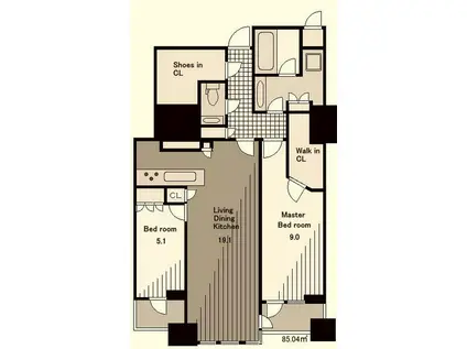 三田ガーデンヒルズ イースト HILL(2LDK/2階)の間取り写真