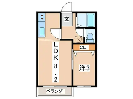神明ハイツ(1LDK/2階)の間取り写真