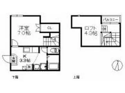 W-OOO ダブルオーズ(1K/1階)の間取り写真
