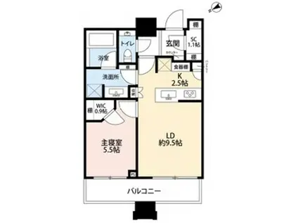 神谷町  タワーマンション  1LDK(1LDK/8階)の間取り写真