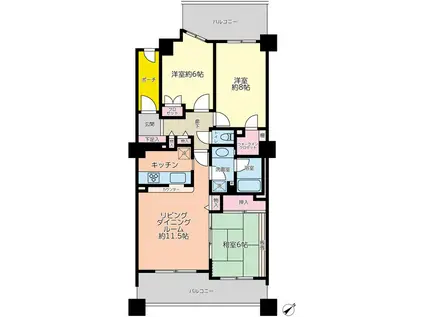 ヒルズ久が原3番館(3LDK/2階)の間取り写真