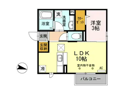 プレジール津志田(1LDK/1階)の間取り写真