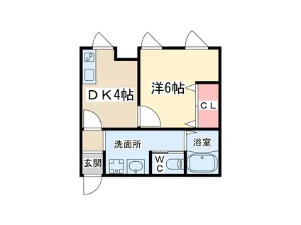 タイホウクリスタルビル(1DK/4階)の間取り写真