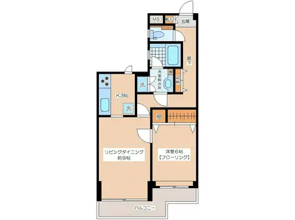 センターハイツ梅ヶ丘(1LDK/4階)の間取り写真