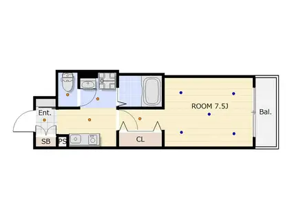 レッドウェル山手(1K/2階)の間取り写真