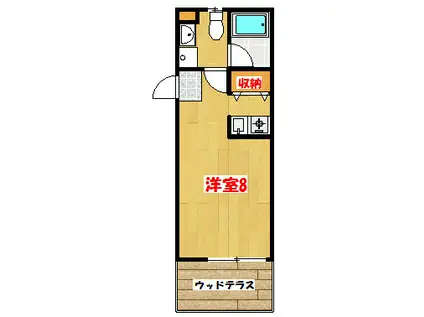 ケイフラッツ(ワンルーム/1階)の間取り写真