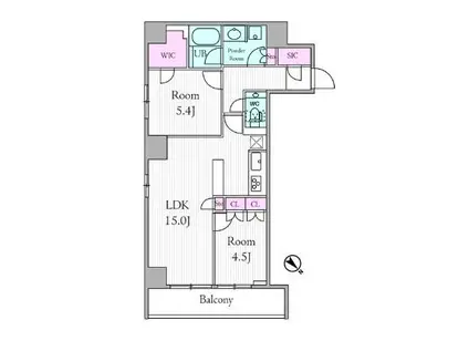 URBAN PARK GRANDE代官山アーバンパークグランデ代官山(2LDK/2階)の間取り写真