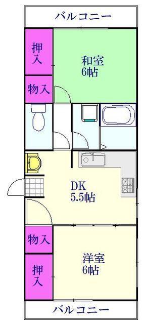 戸張テナントビル(2DK/2階)の間取り写真