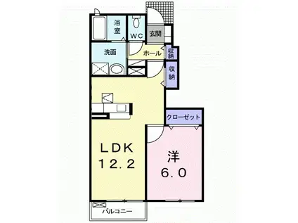 ブリーズタウン柏(1LDK/1階)の間取り写真