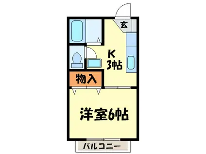 メロディハイツ平和(1K/1階)の間取り写真