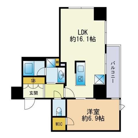 ロイヤルパークス大名(1LDK/12階)の間取り写真