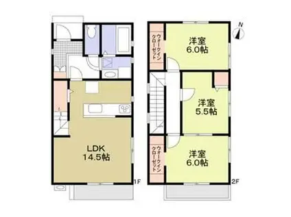 豊橋市牟呂町松島東戸建(3LDK/1階)の間取り写真