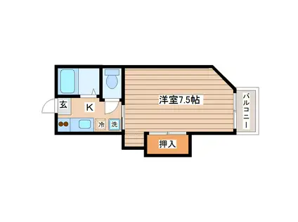 コーポ葉山台(1K/2階)の間取り写真