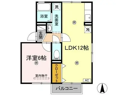 フレンドリーハイツ日野II(1LDK/2階)の間取り写真