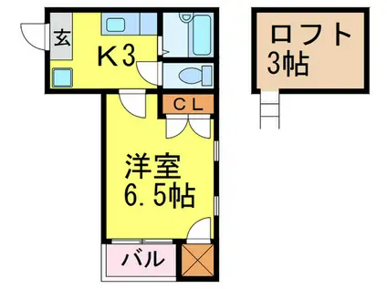 アメジスト大橋壱番館(1K/2階)の間取り写真