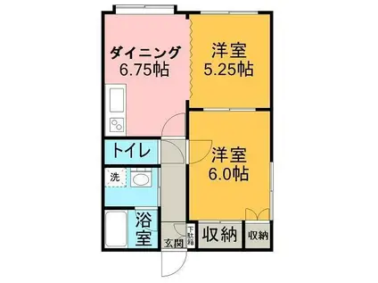 コーポKENZO(2DK/2階)の間取り写真