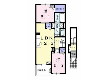 カルムロジェIII(2LDK/2階)の間取り写真