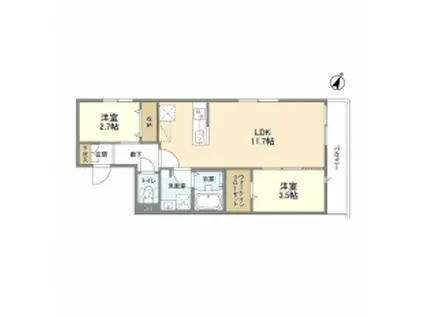 ウエルスクエア渋谷本町(2LDK/3階)の間取り写真