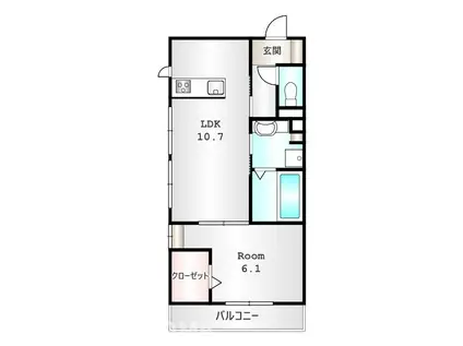 D-ROOM FIORE ”N”(1LDK/1階)の間取り写真