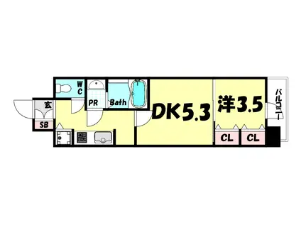 ラヴ神戸三宮(1LDK/2階)の間取り写真